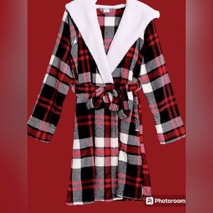 Vera Bradley NWOT Cozy Fleece/sherpa hooded Bathroom w/pockets Plaid